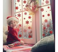 Fassory Lot de 93 autocollants de fenêtre en forme de flocon de neige rouge scintillant, réutilisables, autocollants statiques de Noël pour fenêtre (rouge)