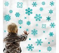 Fassory Lot de 93 autocollants statiques réutilisables en forme de flocon de neige bleu pailleté pour fenêtre (bleu)