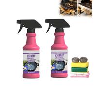 Fast-Acting Heavy-Duty Grill Degreaser Spray, 120ml BBQ Grill Cleaner With Steel Wool, Dish Sponges and Cleaning Cloths，Heavy Duty Degreaser for Burnt Food and Grease (2 pcs)
