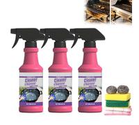 Fast-Acting Heavy-Duty Grill Degreaser Spray, 120ml BBQ Grill Cleaner With Steel Wool, Dish Sponges and Cleaning Cloths，Heavy Duty Degreaser for Burnt Food and Grease (3 pcs)
