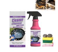 Fast-Acting Heavy-Duty Grill Degreaser Spray, 120ml BBQ Grill Cleaner With Steel Wool, Dish Sponges and Cleaning Cloths，Heavy Duty Degreaser for Burnt Food and Grease (1 pc)