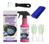 Fast-Acting Heavy-Duty Grill Degreaser Spray, Bbq Grill Cleaner Spray, Degreaser Cleaner Heavy Duty for Outdoor Grills with Gloves,Scraper,Towel, Suitable for Stubborn Grease Stains (1PC)