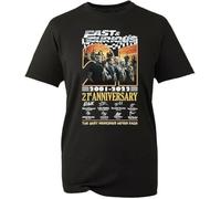 Fast and Furious 21st Anniversary T-Shirt Character Signatures Unisex Top Manches Courtes(X-Large)