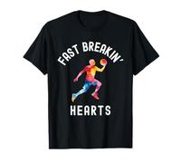 Fast Breaking Hearts Hoops Ballon de basket Inscription T-Shirt