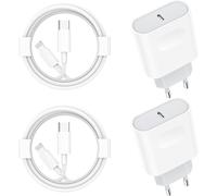 Fast Charger For Iphone 14/14 Pro /14 Pro Max /14 Plus /13 12 11 Se Mini X Xs Xr, 20w 4-Pack Usb C Adapter And 2m Wall Mains Cable Type C Power Supply Plug