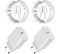 Fast Charger For Iphone 14/14 Pro /14 Pro Max /14 Plus /13 12 11 Se Mini X Xs Xr Equipped With 2 L Ightning High Speed Data Cables And 25w Usb C Fast Chargers Mains Plug (2m)