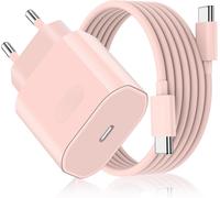 Fast Charger for iPhone 16/16 Pro/16 Pro Max/16 Plus/15/15 Pro/15 Pro Max/15 Plus/iPad P ro/iPad Air, 27W USB C Tip Power Adapter Plug with 2M USB-C Cable (Pink)