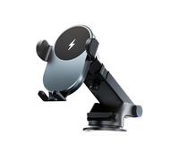 Fast Charging Phone Holder - 15W Wireless Car Charger for Hands Free Driving | Aluminum Alloy ABS Glass with Suction Cup Clip, Adjustable Mount for Windshield Air Vent SUV Truck RV Travel