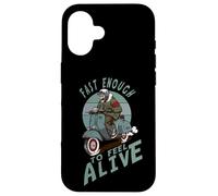 Fast Enough to Feel Alive Scooter Squelette Rétro Coque pour iPhone 16