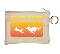 Fast Food Dog Chasing Cat Porte-clés avec slogan amusant Beige, beige, Taille unique