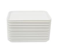 Fast Food - Lot de 24 plateaux de service rectangulaires - En plastique antidérapant - 36 x 27 x 2 cm - Pour restaurants rapides, cantines, cafétérias - Blanc
