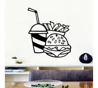 Fast Food Store Panneau Hamburger Papier Peint Autocollant Mural Décoratif pour Cuisine Chambre Art Décalcomanies Vinyle Mural Restaurant Logo 57 x 65 cm