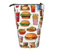 Fast Food Trousse à crayons rétractable verticale Trousse de maquillage Sac de rangement pour stylos, crayons et petits objets, Noir , Taille unique, Trousse de maquillage