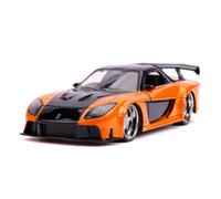 Jada Toys Fast & Furious Han's Mazda RX-7 Voiture Tuning à l'échelle 1/24 avec Spoiler, Portes ouvrantes, Capot et Coffre, Roue Libre, Orange 253203058