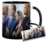 Fast & Furious Vin Diesel Paul Walker Michelle Rodriguez Dwayne Johnson Tasse Ceramique Intérieure et Poignée Noire Mug
