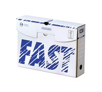 Fast Lot de 10 Boîtes Archives en Carton Dos 8cm Montage Manuel Blanc / Bleu