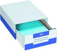 Fast Lot de 10 Tiroirs de Rangement en Carton 28 x 36,5 x 14cm Blanc et Bleu