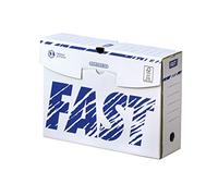 Fast Boîtes d'archives en carton – Lot de 25 – Dos 10 cm – Montage manuel – Blanc/Bleu