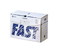 Fast Lot de 50 Boîtes archives manuelles 15 cm Blanc/Bleu