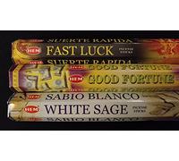 Fast Luck Good Fortune Lot de 60 bâtons d'encens HEM 3 parfums