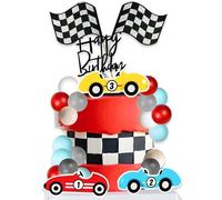 Fast One Cake Topper Race Car Birthday Cake Decorations Two Fast Party Supplies Favors for Racing Car Checkered Flag Birthday Party Decorations Supplies