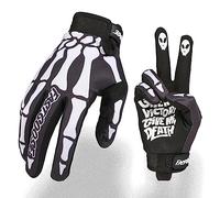 Fast passion Gants de moto squelette pour homme et femme, gant de cyclisme respirant pour VTT, motocross, course (1noir/blanc, taille L)
