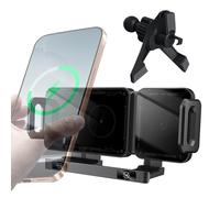 Fast Power Holder - 15W Wireless Car Charger with Auto Clamping | ABS Body with Rotating Bracket, Air Vent Mount, Secure Grip, Charging Stand for Driving Music Video Vacation