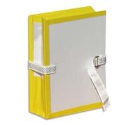 Fast Boîte de 25 pochettes d'archives Treillet carton soufflet rabat PVC dos 10 cm jaune