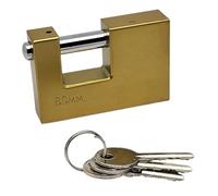 FAST WORLD SHOPPING Cadenas blindé anti-effraction avec 3 clés, fermoir en laiton avec manille 9 mm, sécurité pour moto, amortisseur, portail et garage, haute protection, longueur 80 mm