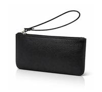 FAST WORLD SHOPPING - Pochette unisexe en cuir véritable noir, petit sac avec poignée de poignet pour un transport facile et un style incomparable, fabriqué en Italie