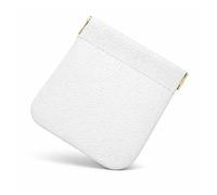 FAST WORLD SHOPPING Porte-monnaie en cuir véritable fabriqué en Italie, sac de poche avec fermeture à ressort, porte-pièces et billets, portefeuille unisexe pour homme et femme élégant, Blanc, 9 x 9 x