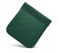 FAST WORLD SHOPPING Porte-monnaie en cuir véritable fabriqué en Italie, sac de poche avec fermeture à ressort, porte-pièces et billets, portefeuille unisexe pour homme et femme élégant, vert foncé, 9