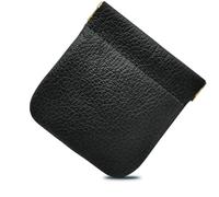 FAST WORLD SHOPPING Porte-monnaie en cuir véritable fabriqué en Italie, sac de poche avec fermeture à ressort, porte-pièces et billets, portefeuille unisexe pour homme et femme élégant, Noir , 9 x 9 x