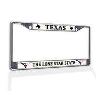 Fastasticdeals Cadre de plaque d'immatriculation Texas The Lone Star State C résistant aux intempéries Accessoires de voiture Chrome 2 trous Insert solide