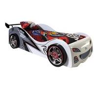 FASTER - Lit Voiture de Course 90x200cm Blanc Gris Noir - Altobuy Blanc G
