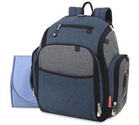 Fastfinder Lot de 3 sacs à langer pour mamans et papas avec poche pour matelas à langer et lingettes, bleu, L, Sac à dos