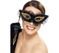 Masque Loup Dentelles et Baguette Noir - Smiffy's - Mixte - Intérieur - Blanc - Enfant - A partir de 3 ans