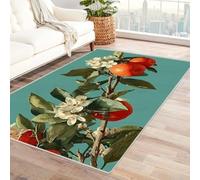 FASTLATE Tapis À Poils Ras Art Botanique Orange Envers Antidérapant pour Chambre À Coucher Salle De Jeux Dortoir Lavable en Machine Doux (Blanc) -120x150cm,Blanc,90 X 120 Cm