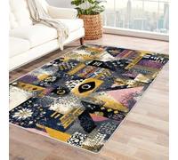 FASTLATE Tapis Bloc Asymétrique Multicolore Ikat pour Salon, Chambre À Coucher, Bureau, Support Antidérapant, Épais, Durable, Facile d'entretien(Bleu) Bleu,60 X 90 Cm