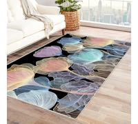 FASTLATE Tapis épais botanique avec dos antidérapant pour appartement fleurs pour dortoir, bibliothèque, espace de travail, base antidérapante, faible entretien, inodore, design pratique (blanc) - 90