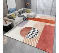 FASTLATE Tapis pour Salon 130 X 180 Cm Tapis De Couloir Antidérapant Lavable Tapis Décoratif D'intérieur pour Chambre Cuisine Bureau Lignes Géométriques Modernes Orange Et Blanc,Rose,160 X 180 Cm