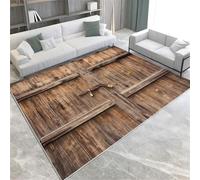 FASTLATE Vintage Porte en Bois Marron Soft Indoor Area Tapis 80 X 150 Cm Machine Lavable Nécrose sans Glissement, Tapis À Tas Court sans Emport,180 X 240 Cm
