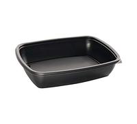 Fastpac DE763 Lot de 300 boîtes alimentaires rectangulaires de taille moyenne Capacité 900 ml 48 x 168 x 230 mm Noir
