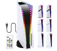 FASTSNAIL Bande LED RVB pour PS5/Slim Console Digital/Disc Edition éclairage LED, 7 couleurs, 358 modes, avec télécommande à clé, accessoire compatible avec PlayStation 5