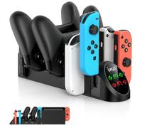 FASTSNAIL Chargeur Compatible avec Nintendo Switch pour JoyCons, Support de Chargeur Multifonction pour Manette de Commutation avec 2 Ports USB (Noir)