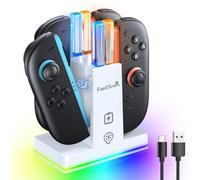 FASTSNAIL Chargeur Manette RGB Compatible avec Nintendo Switch 2 | 9 Modes RVB, Charge 4 Joycon 2 Simultanément, Branchement et Lecture Instantanés, Voyant d’état LED, Léger, Stable
