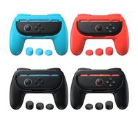 FASTSNAIL Lot de 4 poignées pour Nintendo Switch 2 (2025) pour joycon 2, résistant à l'usure et antidérapant, accessoires de support pour manette NS2 (noir, rouge, bleu)