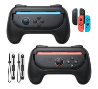 FASTSNAIL Poignées pour Switch 2/Switch 1/OLED, Antidérapant Kit de Poignée Compatible avec Nintendo Switch 2 pour JoyCon 2, Manette Accessoire pour Switch 2/1 (Noir+Noir)