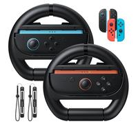 FASTSNAIL Volant Compatible avec Nintendo Switch 2/Switch 1/Switch OLED, Antidérapant Volant für JoyCon 2/1, Accessoire pour Mario Kart World(Noir+Noir)
