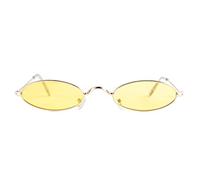 FastUU Lunettes de Soleil Femmes, Lunettes de Soleil de Protection Ovale Vintage Lunettes de Soleil à lentilles claires avec Coussinets légers pour la Conduite, Les Voyages, Les Sports(Jaune)